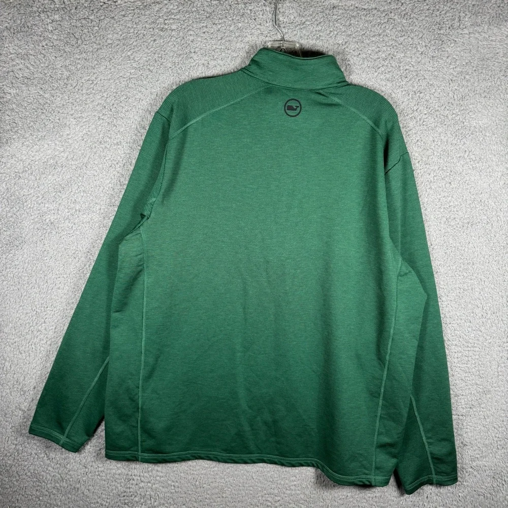 Vineyard Vines Jim Nantz Mens XL Green Micro Stripe Quarter Zip Pullover Sweater